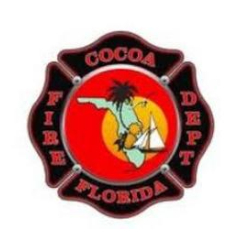 A fire department logo with the words " cocoa florida fire dept."